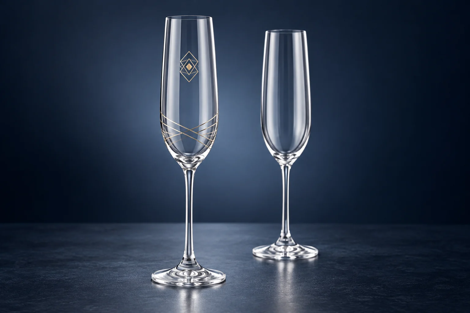 Multi-position decoration on a clear champagne flute