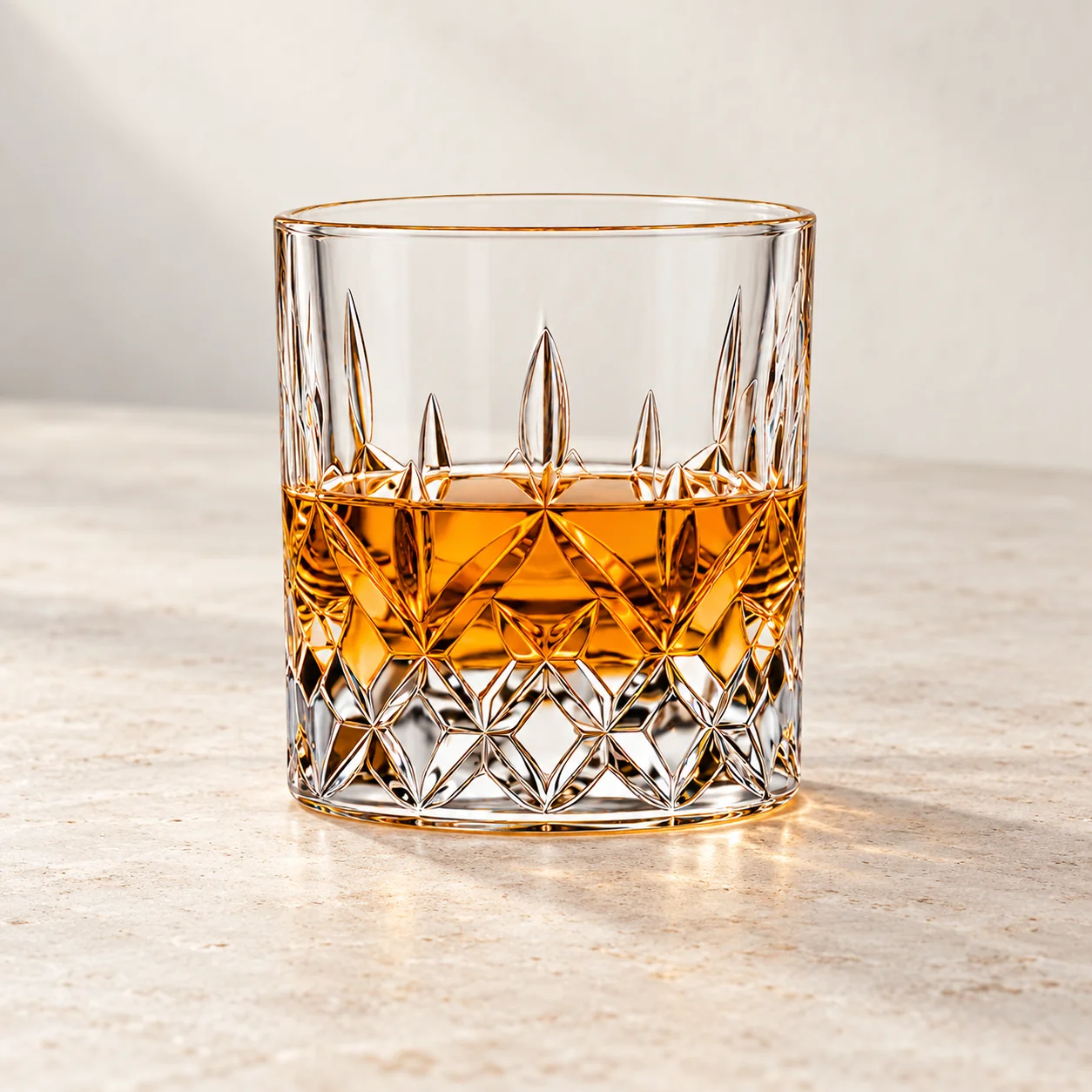Diamond Cut Whiskey Glass in example application setting 2